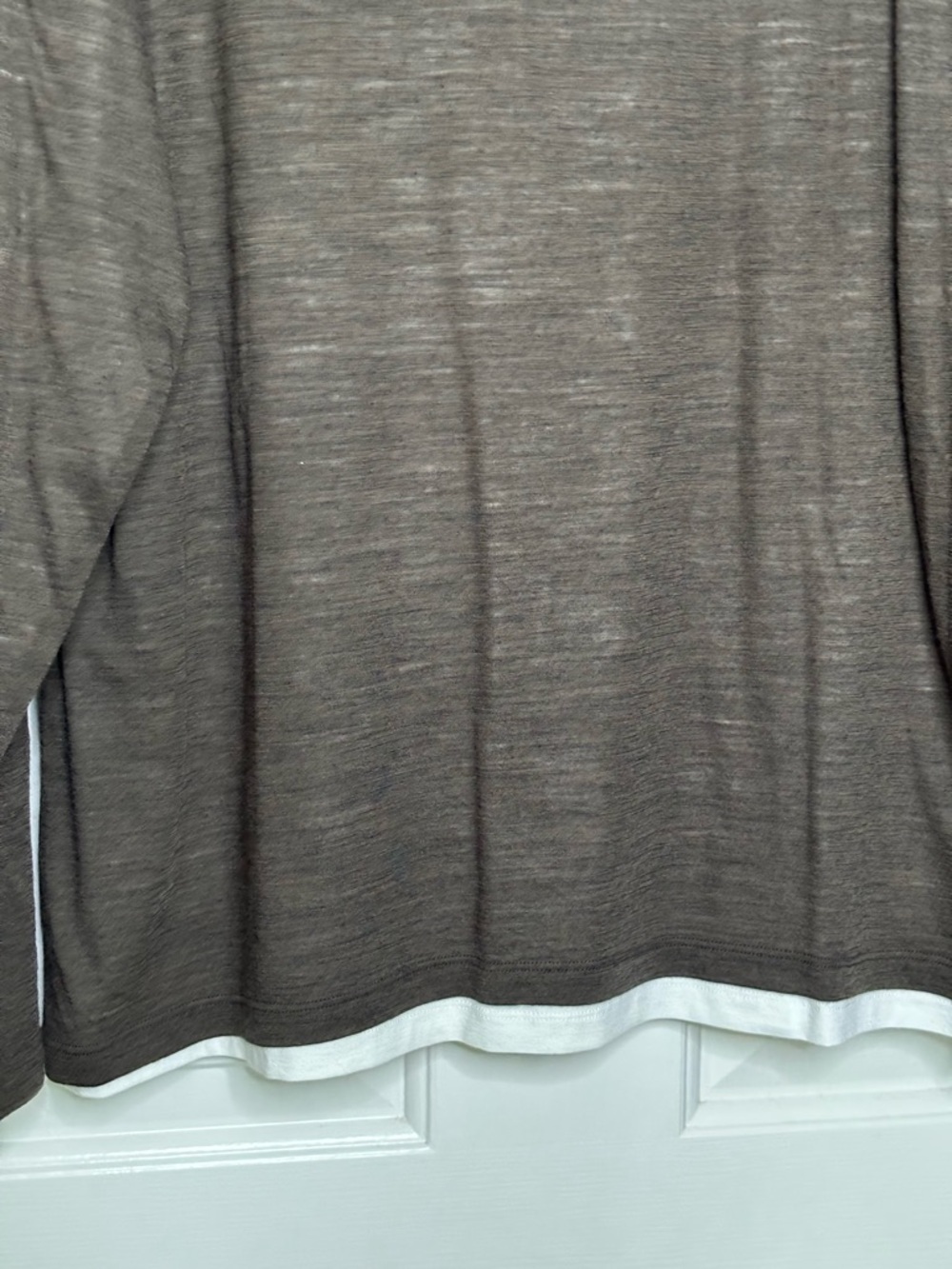 NWT YC Womens Wool blend Long Sleeve Layered Hem Top - Brown/white Sz 4,6 and 10 - Picture 15 of 15